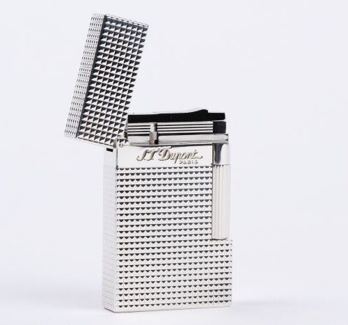 S.T. Dupont Lighter Line 2 Diamond Heads Silver Plated