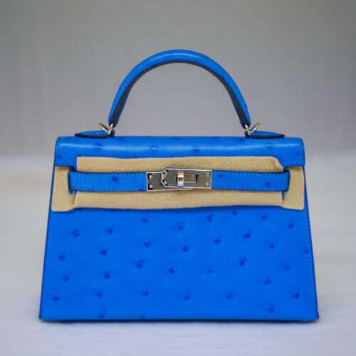 Hermès Kelly Mini II, Bleut, Ostrich