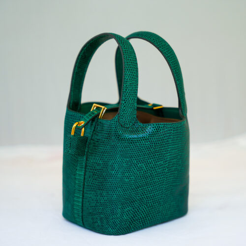 Hermès Micro Picotin 14, Vert Vertigo Lizard, Gold Hardware, Full Set